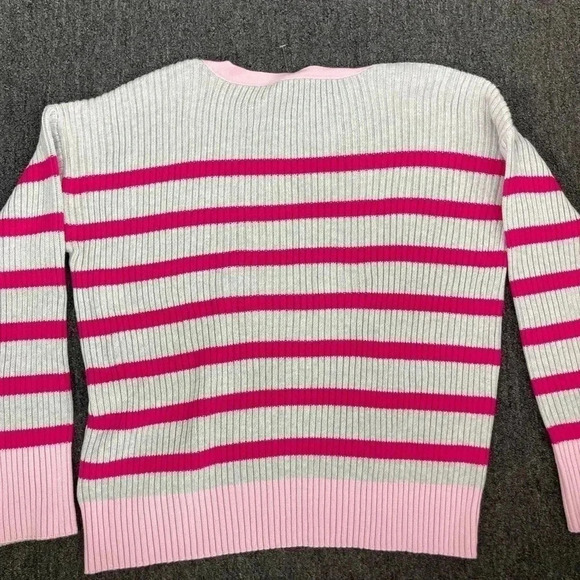 Vineyard Vines Sweater Pink Stripe Heather Gray Boatneck Women’s Small MSRP $90 - Picture 8 of 11